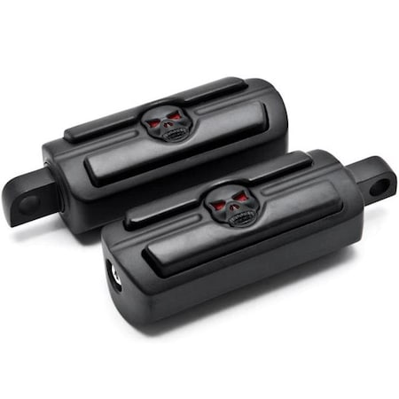 Kapscomoto KapscoMoto KM007-B Krator Harley Davidson All Years Skull Head Front & Rear Foot Peg Foot Rests - Black KM007-B